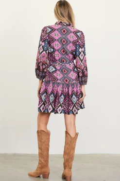 SKIES ARE BLUE Edain Border Print Mini Dress* Mini Dresses