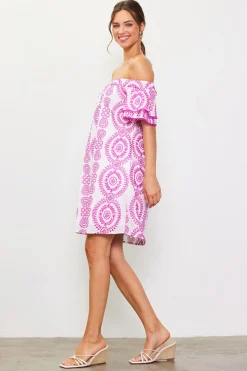 SKIES ARE BLUE Embroidered Eyelet Off Shoulder Dress* Mini Dresses