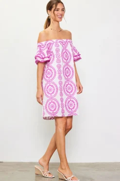 SKIES ARE BLUE Embroidered Eyelet Off Shoulder Dress* Mini Dresses