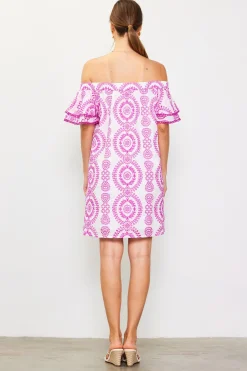 SKIES ARE BLUE Embroidered Eyelet Off Shoulder Dress* Mini Dresses