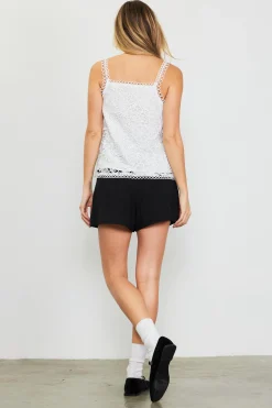 SKIES ARE BLUE Embroidered Lace Cami Top* Sleeveless Tops