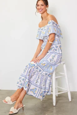 SKIES ARE BLUE Eyelet Embroidered Print Maxi Dress* Maxi Dresses
