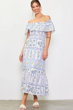 SKIES ARE BLUE Eyelet Embroidered Print Maxi Dress* Maxi Dresses