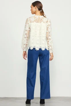 SKIES ARE BLUE Eyelet Lace Longsleeve Blouse* Blouses|Long Sleeve Tops