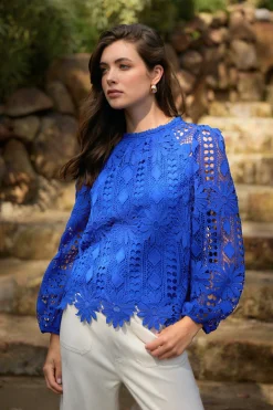 SKIES ARE BLUE Eyelet Lace Longsleeve Blouse* Blouses|Long Sleeve Tops