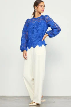 SKIES ARE BLUE Eyelet Lace Longsleeve Blouse* Blouses|Long Sleeve Tops