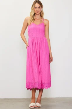 SKIES ARE BLUE Eyelet Lace Midi Dress* Midi Dresses