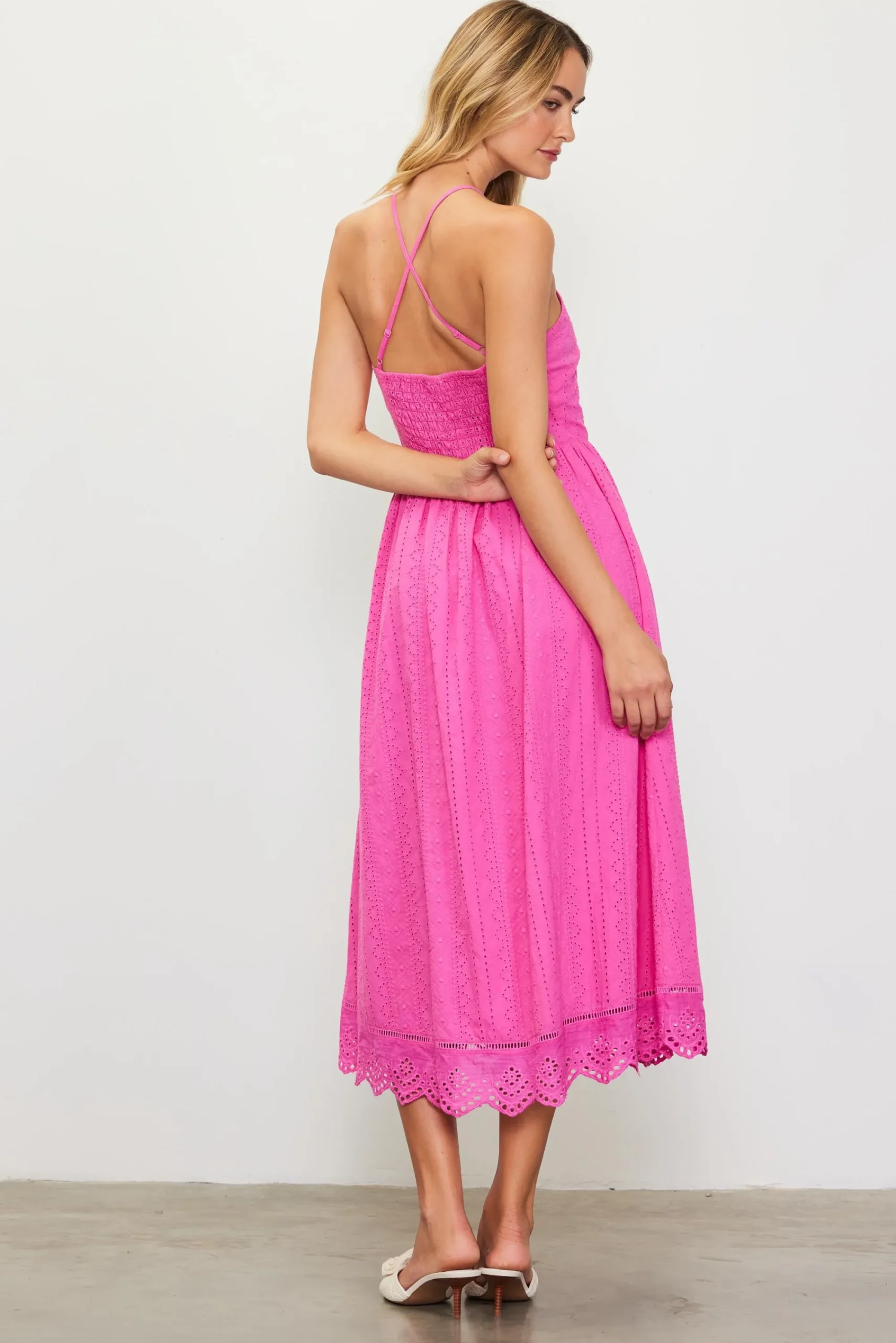 SKIES ARE BLUE Eyelet Lace Midi Dress* Midi Dresses