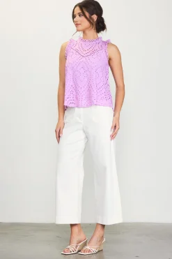 SKIES ARE BLUE Eyelet Lace Top* Sleeveless Tops