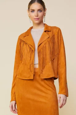 SKIES ARE BLUE Faux Leather Fringe Jacket* Outerwear