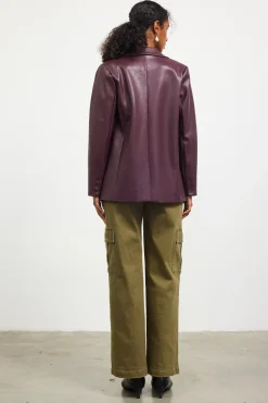 SKIES ARE BLUE Faux Leather Tailored Blazer* Outerwear|Blazers