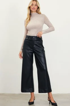 SKIES ARE BLUE Faux Leather Wide Leg Pants* Pants
