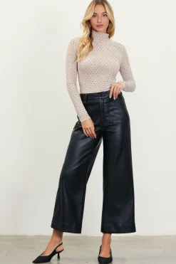 SKIES ARE BLUE Faux Leather Wide Leg Pants* Pants