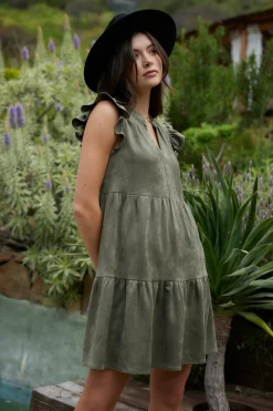 SKIES ARE BLUE Faux Suede Tiered Mini Dress* Mini Dresses