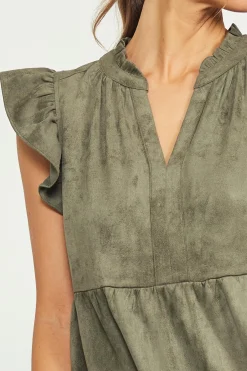 SKIES ARE BLUE Faux Suede Tiered Mini Dress* Mini Dresses