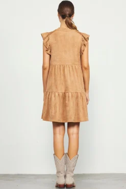 SKIES ARE BLUE Faux Suede Tiered Mini Dress* Mini Dresses