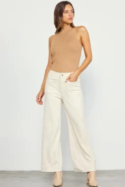 SKIES ARE BLUE Faux Suede Wide Leg Pant* Pants