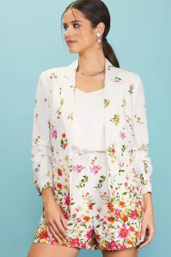 SKIES ARE BLUE Floral Motif Print Blazer* Blazers
