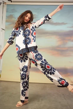 SKIES ARE BLUE Floral Print Elastic Waistband Pants* Pants