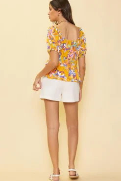 SKIES ARE BLUE Floral Print Peplum Top* Short Sleeve Tops