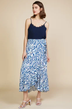 SKIES ARE BLUE Floral Print Ruffled Wrap Skirt* Skirts