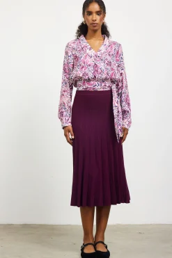 SKIES ARE BLUE Floral Print Waist Self Tie Top* Long Sleeve Tops