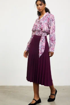 SKIES ARE BLUE Floral Print Waist Self Tie Top* Long Sleeve Tops