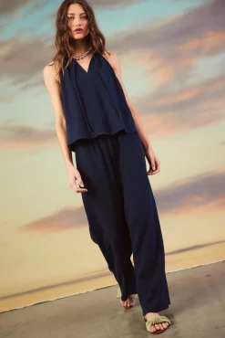 SKIES ARE BLUE Gaia Smocked Waist Wide Leg Pants* Pants