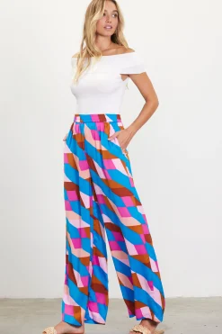 SKIES ARE BLUE Geometric Print Wide Leg Pants* Pants