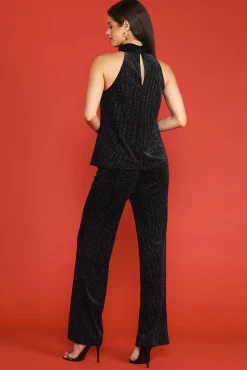 SKIES ARE BLUE Glitter Dot Criss Cross Neckline Top* Sleeveless Tops