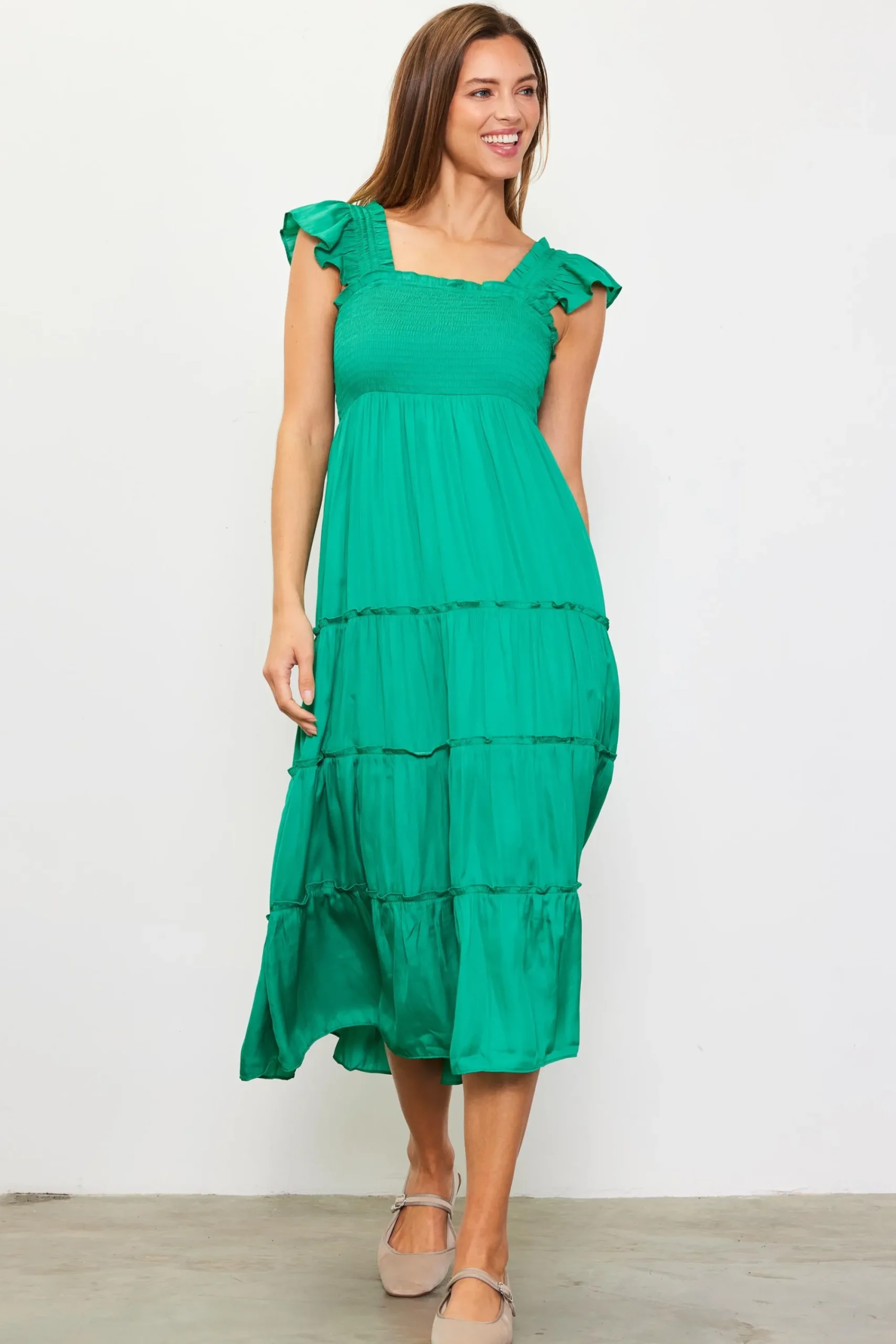 SKIES ARE BLUE Hathaway Tiered Midi Dress* Midi Dresses