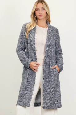 SKIES ARE BLUE Herringbone Single Button Coat* Outerwear