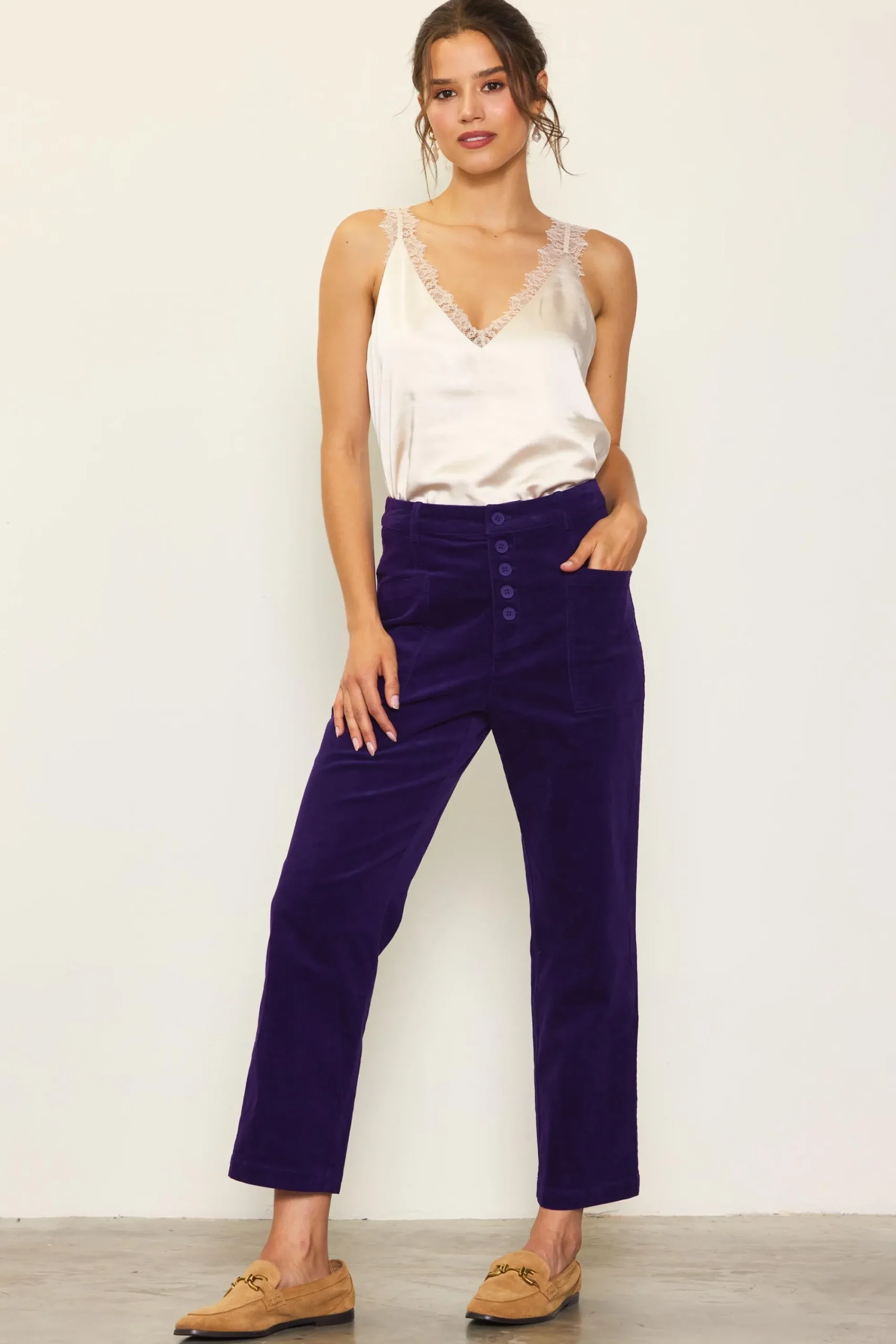 SKIES ARE BLUE High Waisted Corduroy Pants* Pants