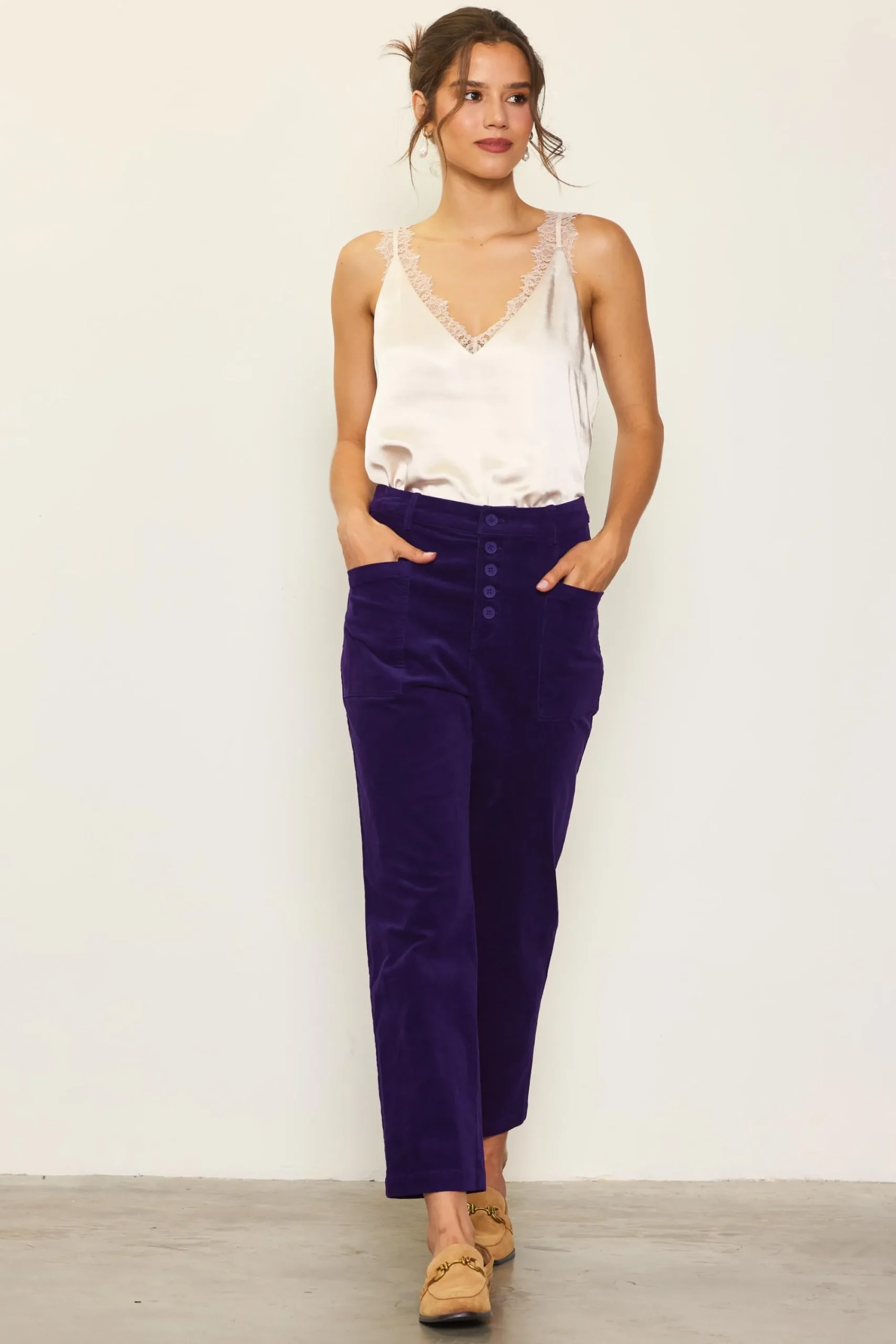 SKIES ARE BLUE High Waisted Corduroy Pants* Pants