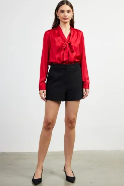 SKIES ARE BLUE High-Rise Pleated Knit Shorts* Shorts