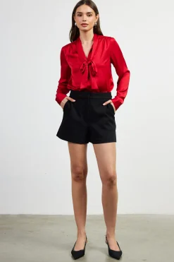 SKIES ARE BLUE High-Rise Pleated Knit Shorts* Shorts