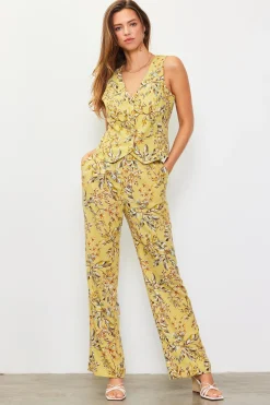 SKIES ARE BLUE Ilona Floral Print Linen Vest* Sleeveless Tops