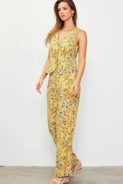 SKIES ARE BLUE Ilona Floral Print Linen Pants* Pants