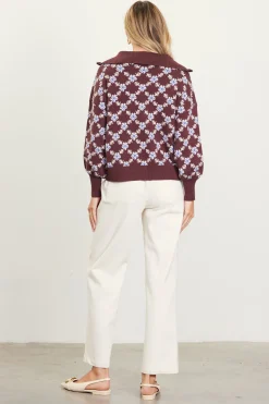 SKIES ARE BLUE Intarsia Knit Half Zip Sweater* Sweaters