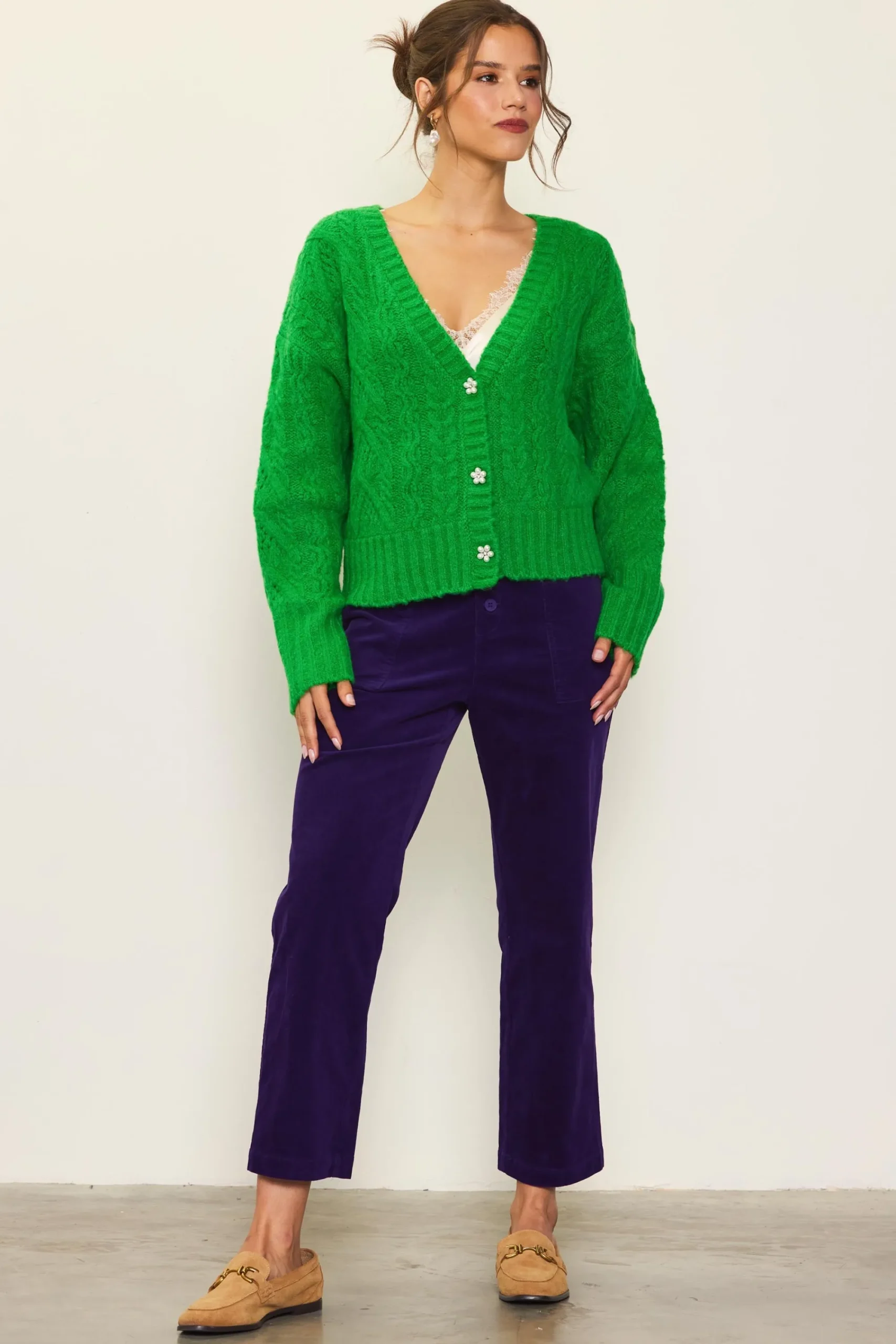 SKIES ARE BLUE Jewel Button Detail Cardigan* Outerwear|Sweaters