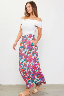 SKIES ARE BLUE Juliette Floral Print Midi Skirt* Skirts