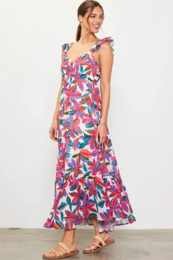 SKIES ARE BLUE Juliette Floral Print Ruffle Sleeve Maxi Dress* Maxi Dresses