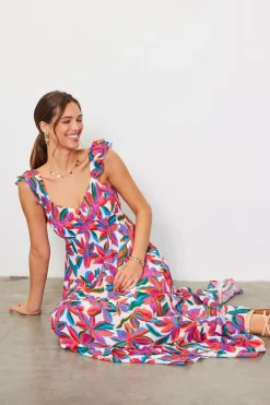 SKIES ARE BLUE Juliette Floral Print Ruffle Sleeve Maxi Dress* Maxi Dresses