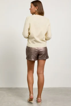 SKIES ARE BLUE Kaira Ribbon Detail Puff Sleeve Cardigan* Sweaters