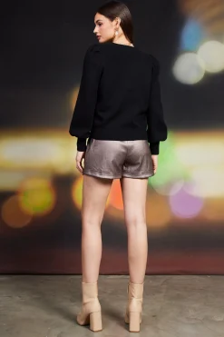 SKIES ARE BLUE Kaira Ribbon Detail Puff Sleeve Cardigan* Sweaters