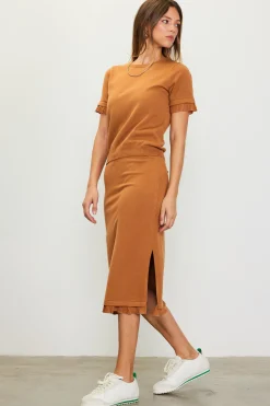 SKIES ARE BLUE Knit Midi Ruffle Detail Skirt* Skirts