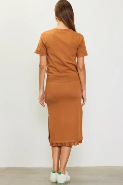 SKIES ARE BLUE Knit Midi Ruffle Detail Skirt* Skirts