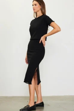 SKIES ARE BLUE Knit Midi Ruffle Detail Skirt* Skirts