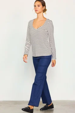 SKIES ARE BLUE Knit Striped Longsleeve Top* Long Sleeve Tops