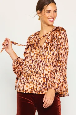 SKIES ARE BLUE Leopard Print Longsleeve Blouse* Blouses|Long Sleeve Tops